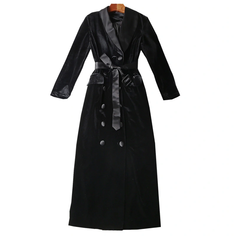 Autumn And Winter Hot Style High-end Velvet Windbreaker Women's Mid-length Style