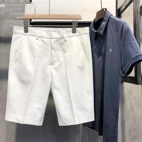 Male White Slim Five-point Pants Casual Small Trousers