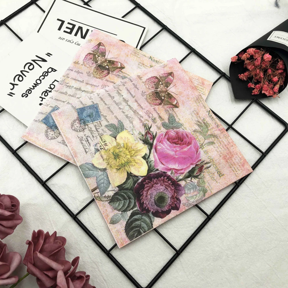 Flower color printing napkin