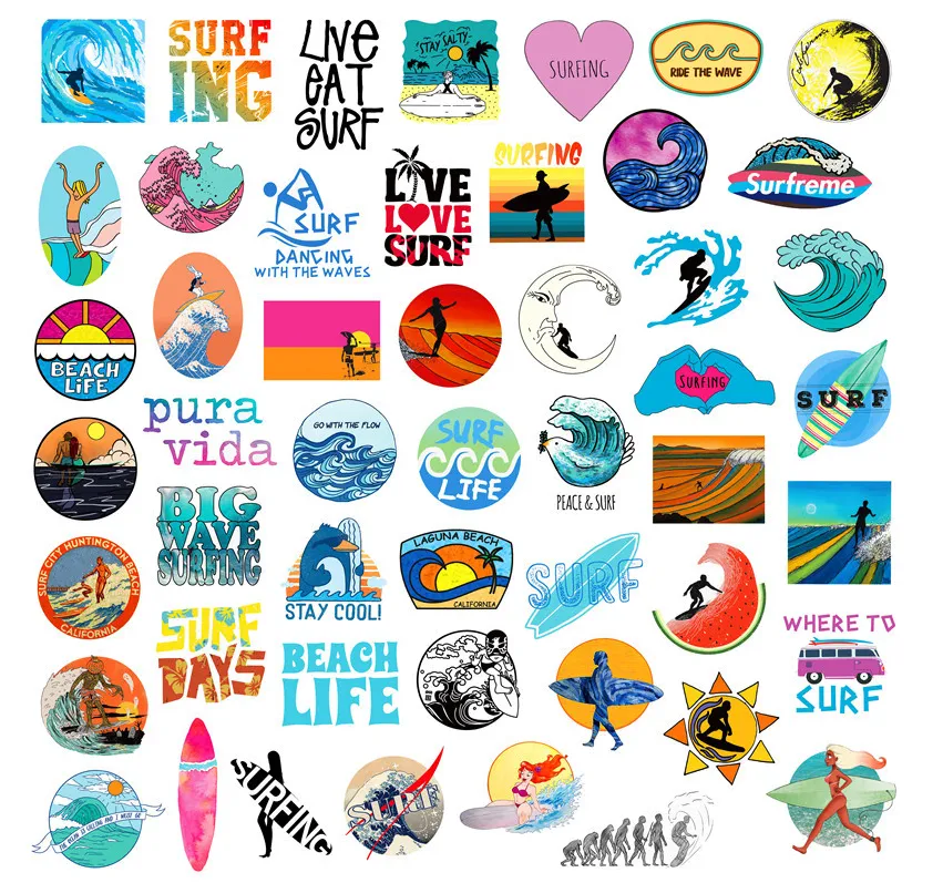 50 Pieces Of Graffiti Stickers For Summer Surf Beach Zinc Hot Sale Trolley Case Skateboard Notebook