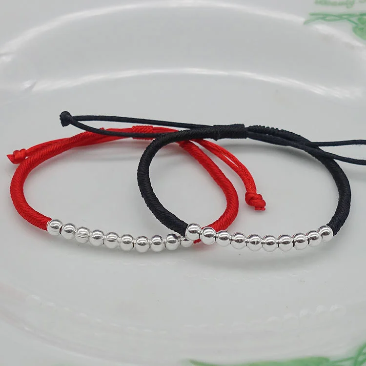 990 Pure Silver Bracelet Transit Beads Red String