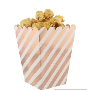 Gold SilverFoilPopcornTreatFavorBoxes High End Hot Rose Gold Popcorn Boxes