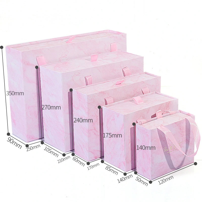 Ins Carton Spot Gift Box Knot Wedding Box With Hand Gift Portable Drawer Gift Box