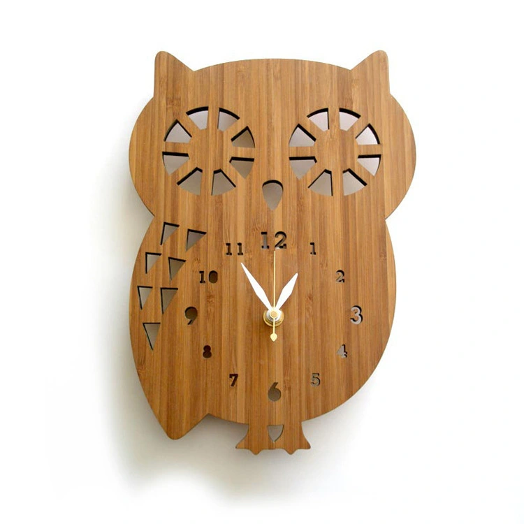 Country Idyllic Bamboo Wood Forest Animal Owl Wall Clock