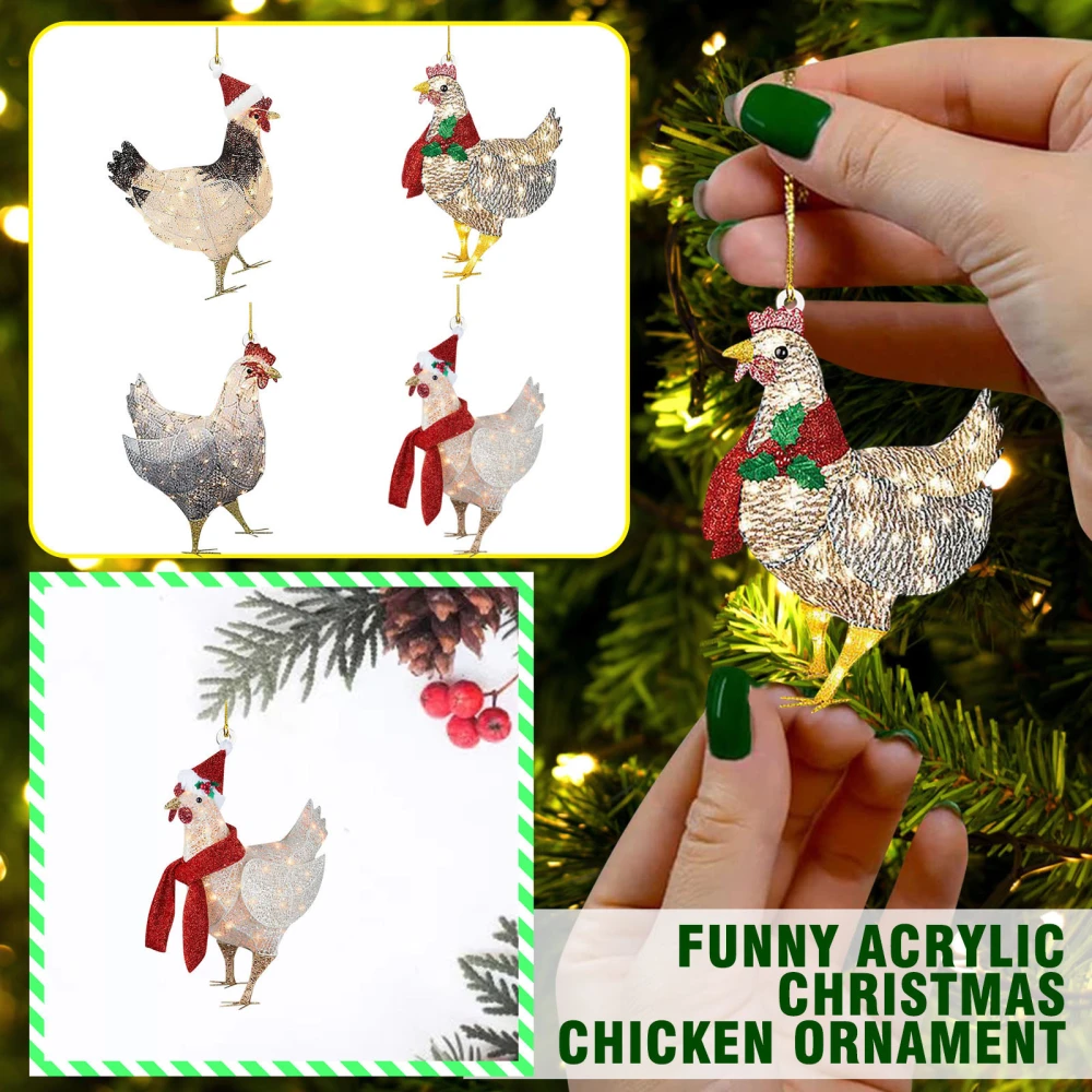 Christmas Scarf Chicken Pendant Home Holiday Decoration Christmas Tree