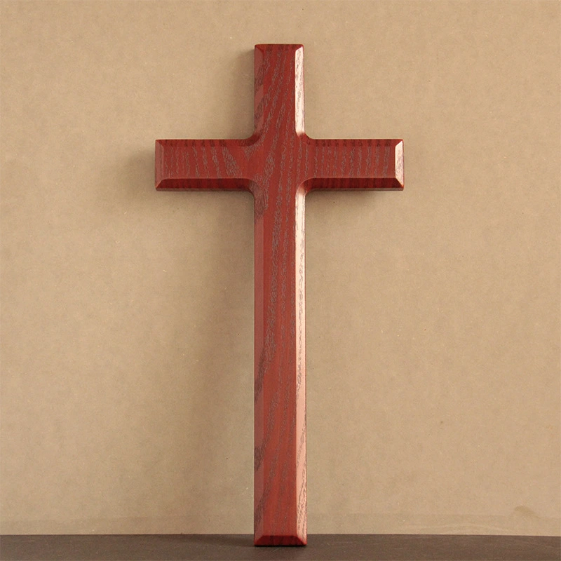 Ebony Oak Grain And Beveled Cross Wall-mounted Craft Gifts