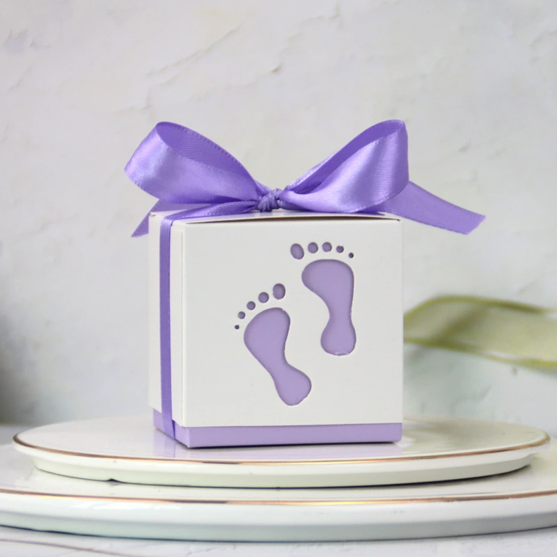 Hollow Baby Footprints Wedding Candy Box