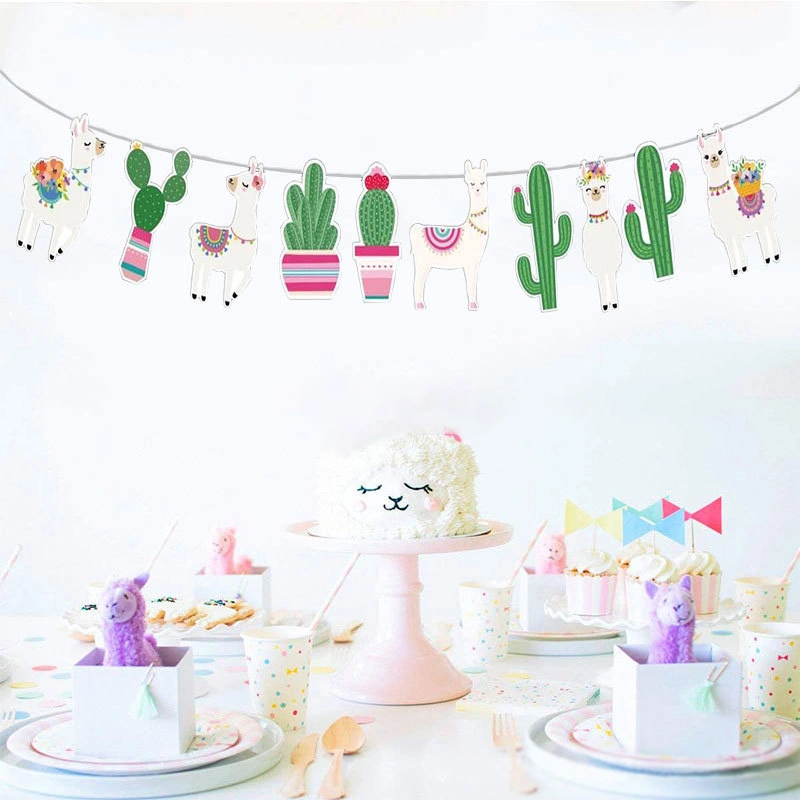 Alpaca Cactus Desert Party Pulls Flag