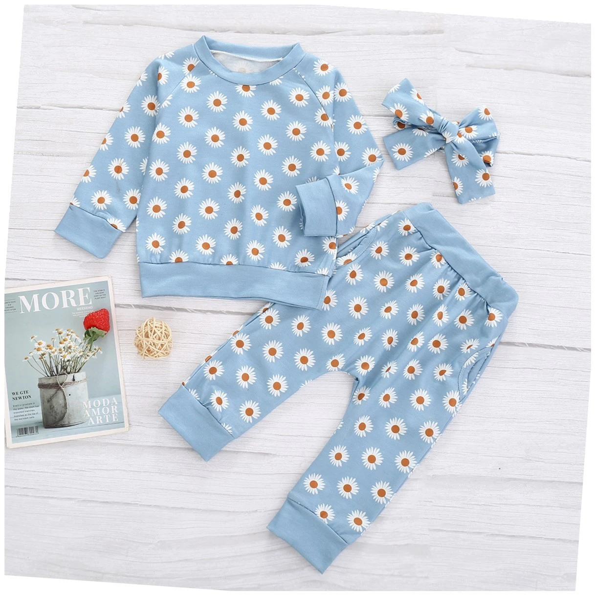 Full Print Chrysanthemum Suit Baby And Child Suit