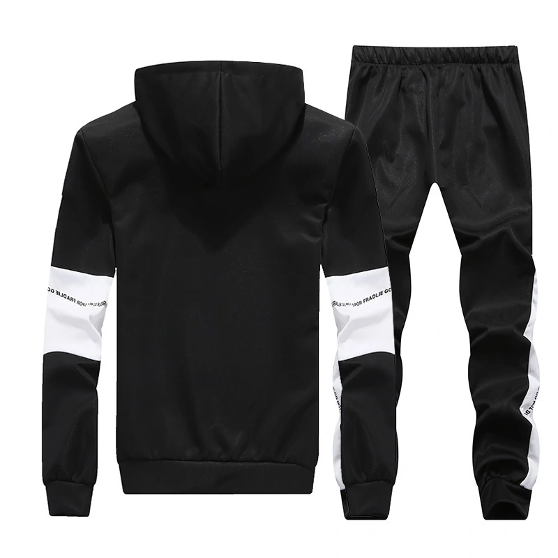 Hooded stripe letter sports suit