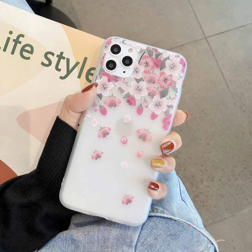 Frosted Transparent Creative Flower Phone Case