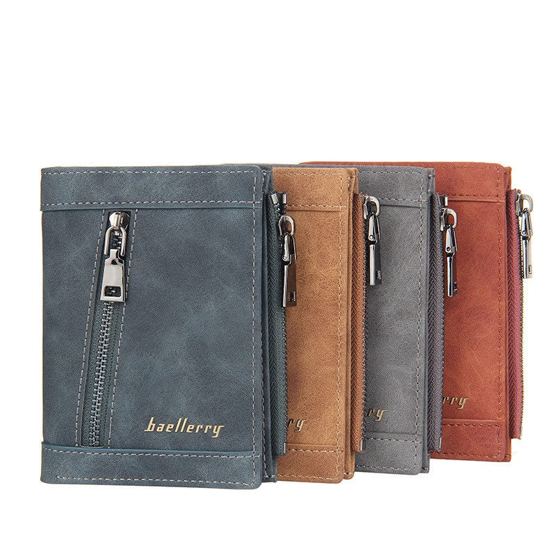 Vertical Multi-card Position Zipper Wallet Youth Buckle Thin Wallet