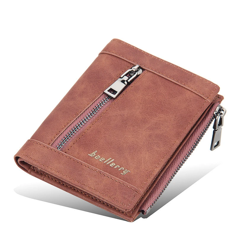 Vertical Multi-card Position Zipper Wallet Youth Buckle Thin Wallet