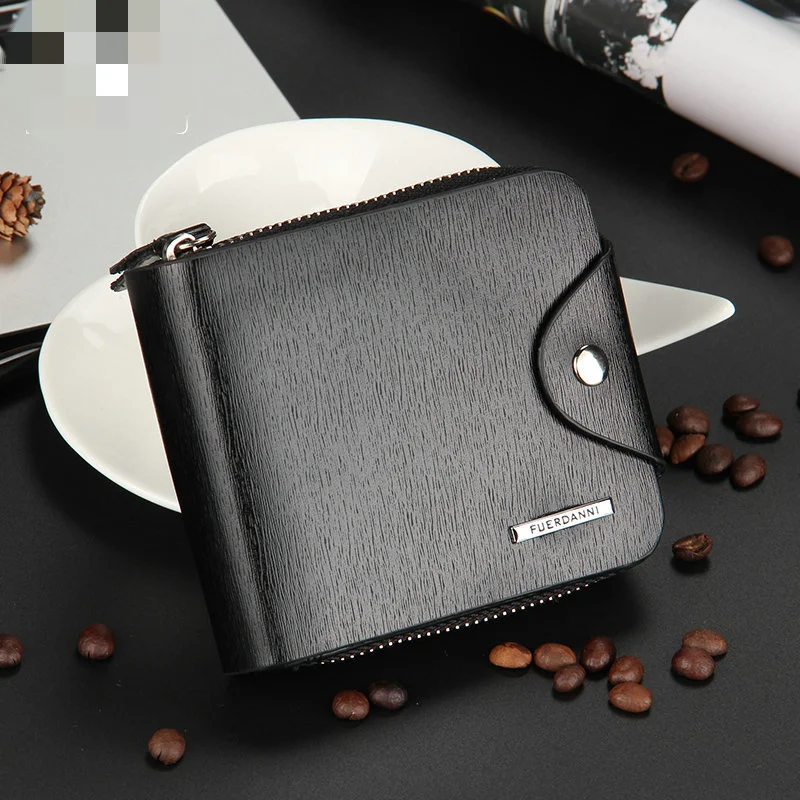 Baellerry New Men's Buckle Wallet Fashion Zipper Short Bag Multifunctional Card Bag Coin Purse Wholesale