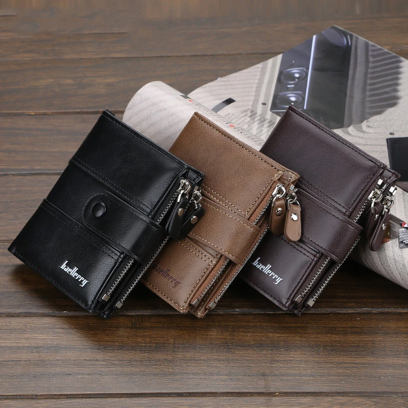 Men's New Double Zipper Creative Short Wallet