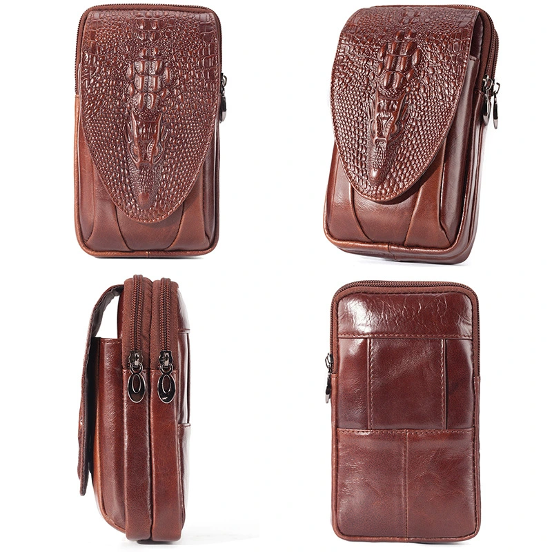 Leather Men's Mobile Phone Pockets Vertical Multi-function