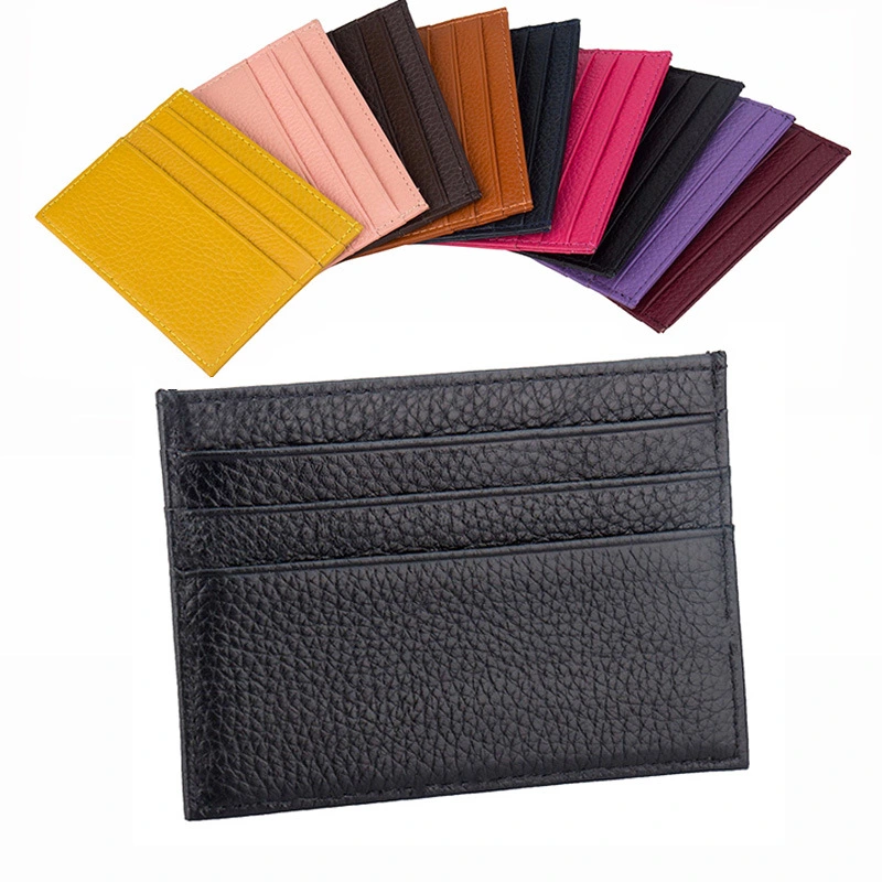 Leather ID Card Holder Candy Color Bank Credi