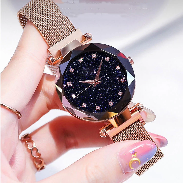 Magnet Stainless Steel Mesh Band Gypsophila Women's Watch