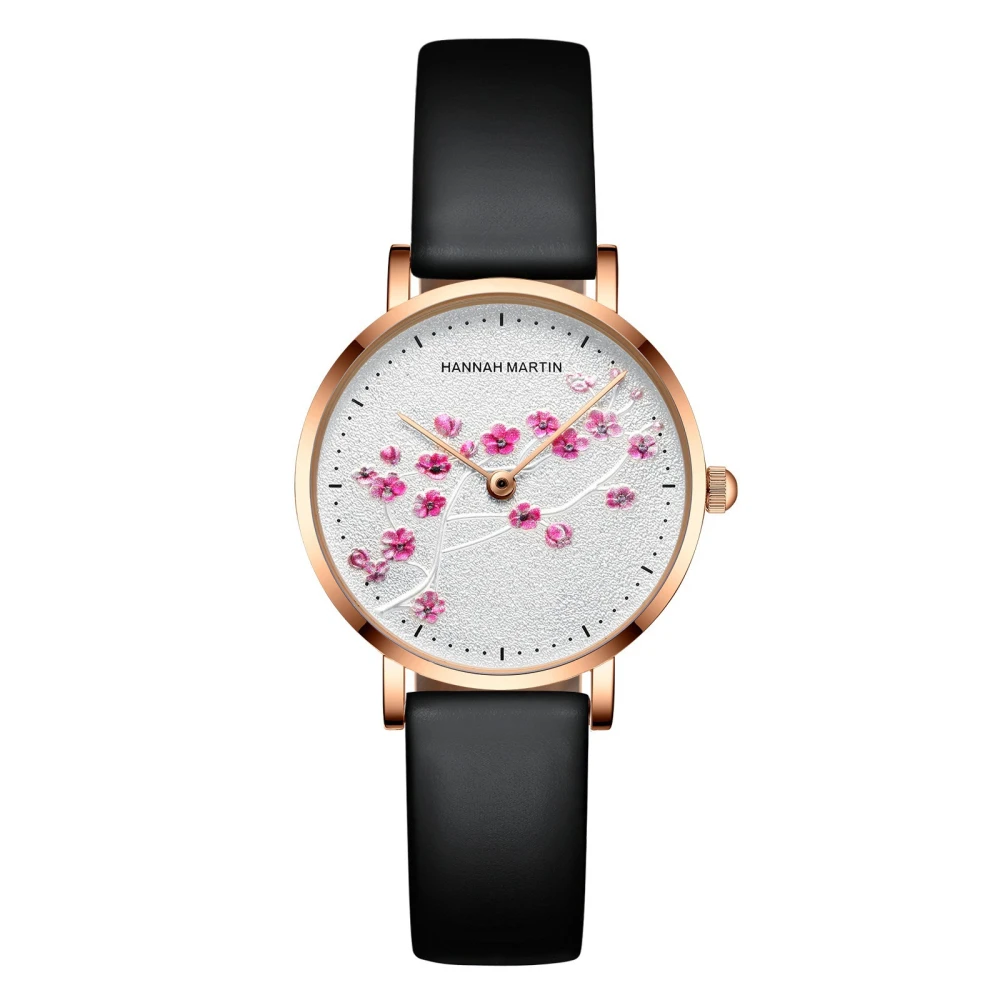 Rose Gold Plum Blossom Flower Student Ladies Watch