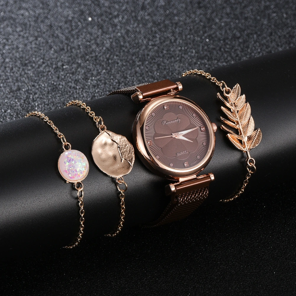 Cross-Border Niche Set Ladies Watch Fashion All-Match Alloy Mesh Strap Watch Factory Direct Stock