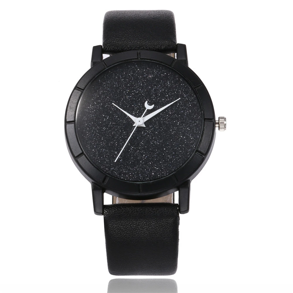 Fashion And Simple Gypsophila Belt Watch Women's Frosted Moon Pointer Quartz Watch Student Couple Watch