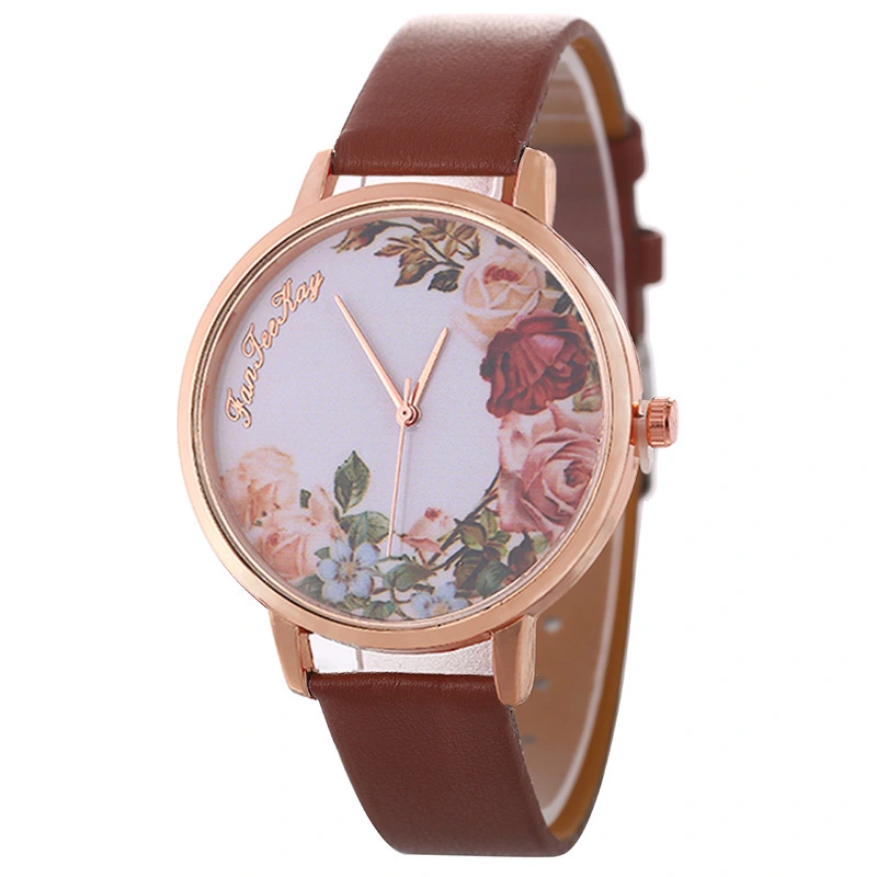 Personalized Peony Flower Trend Korean Style Simple Belt Women's Watch