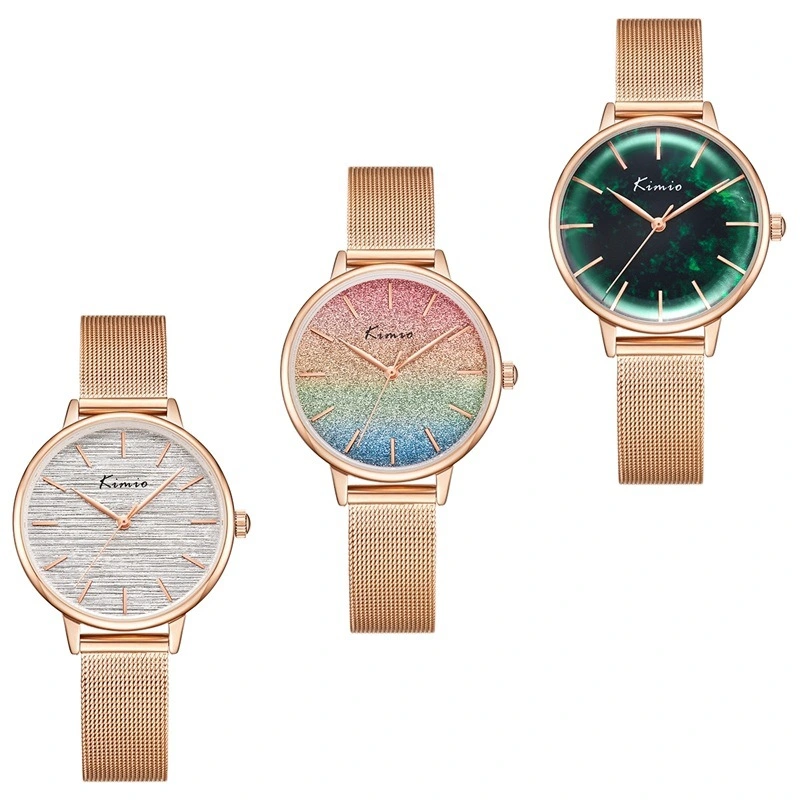 Rainbow Gradient Color Glitter Ladies Watch Mesh Strap Fashion Watch