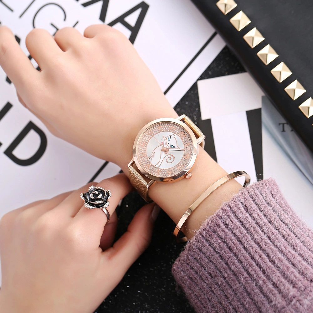 Fashion Ladies Cartoon Cat Belt Quartz Watch