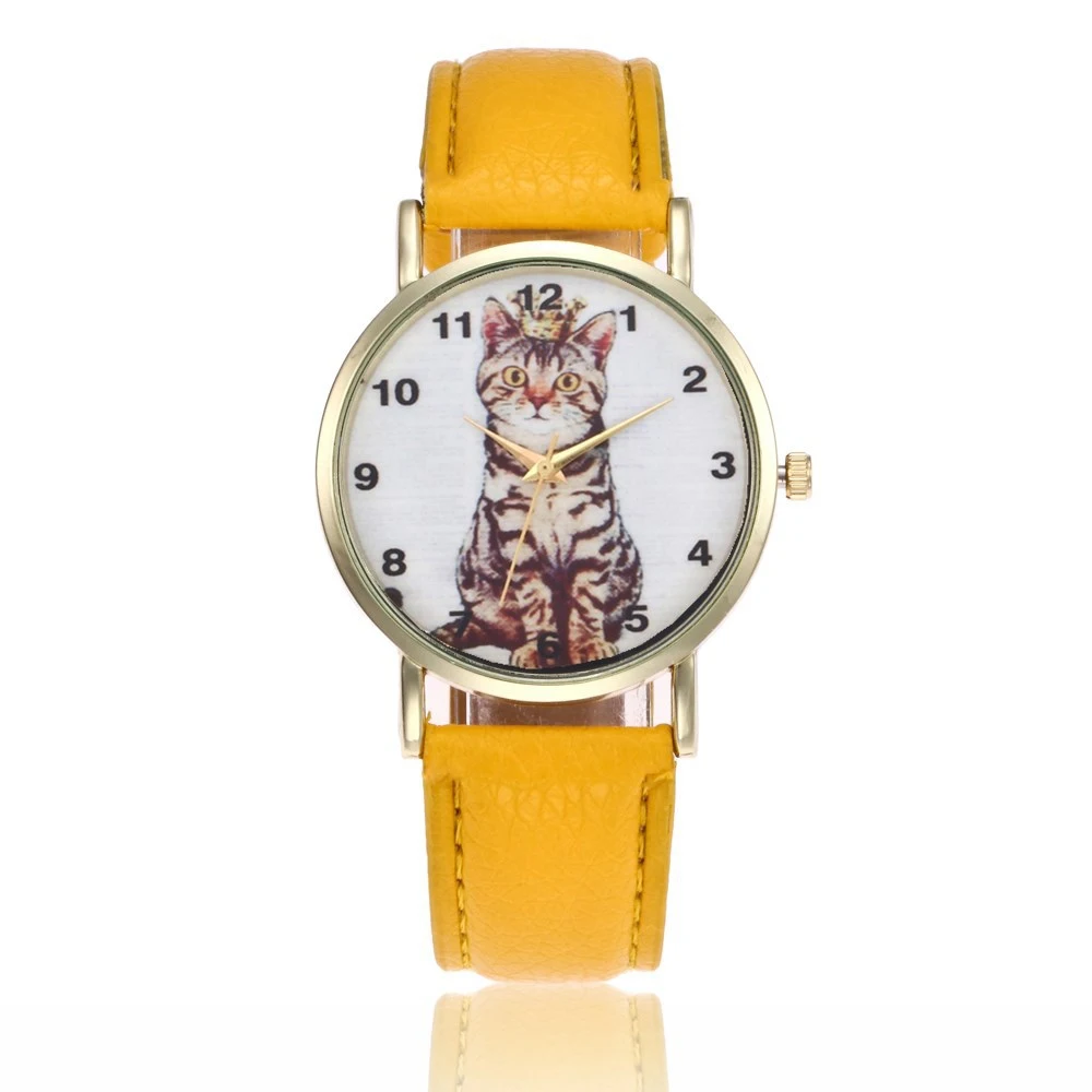 Squatting cute kitten pattern Watch