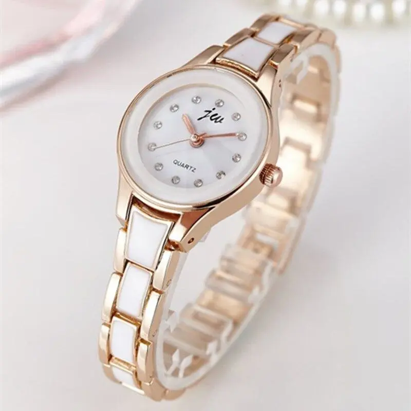 Imitation ceramic steel band ladies watch