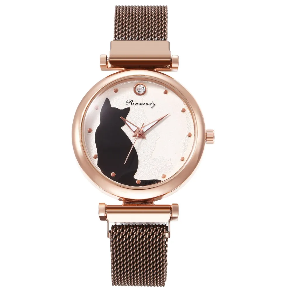 Cartoon cat magnet buckle Milan belt quartz watch