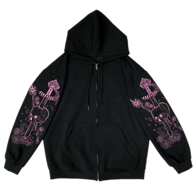 Cute Soft Girl College Style Embroidery Japanese Girl Loose Hooded Sweater Cardigan Jacket