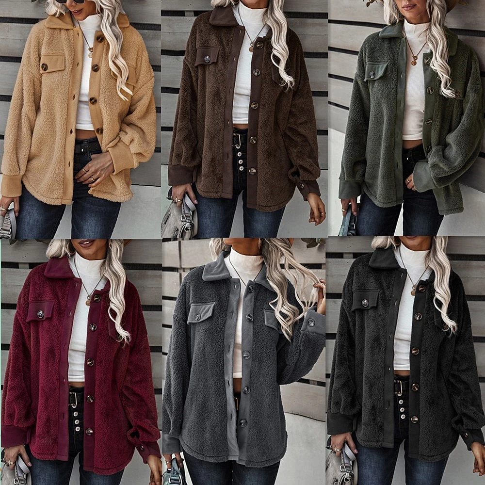 Fashionable Women's Outerwear Stand-alone Zinc Reversible Fleece Coat