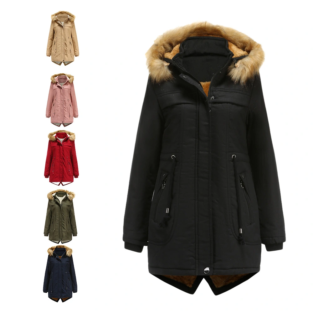 Removable cap and fur collar cotton coat