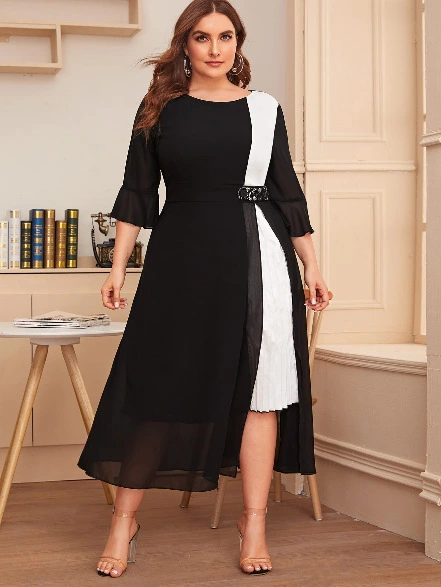 Chiffon stitching slim one-piece dress