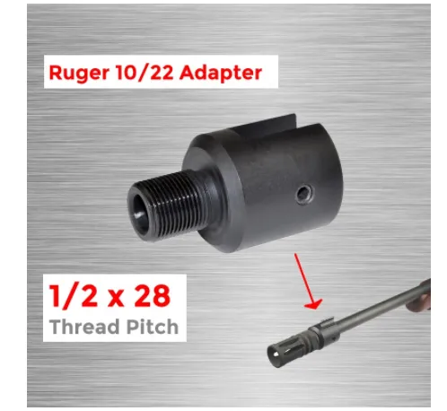 1/2-28 Ruger 10/22 Threaded Pipe Adapter