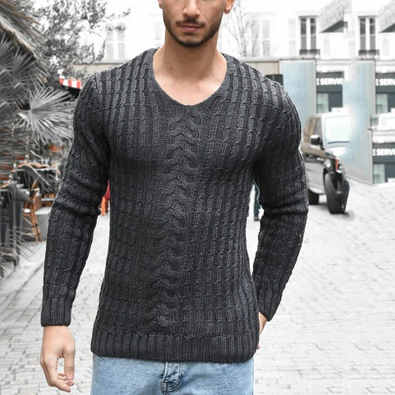 Loose knit sweater casual men's top