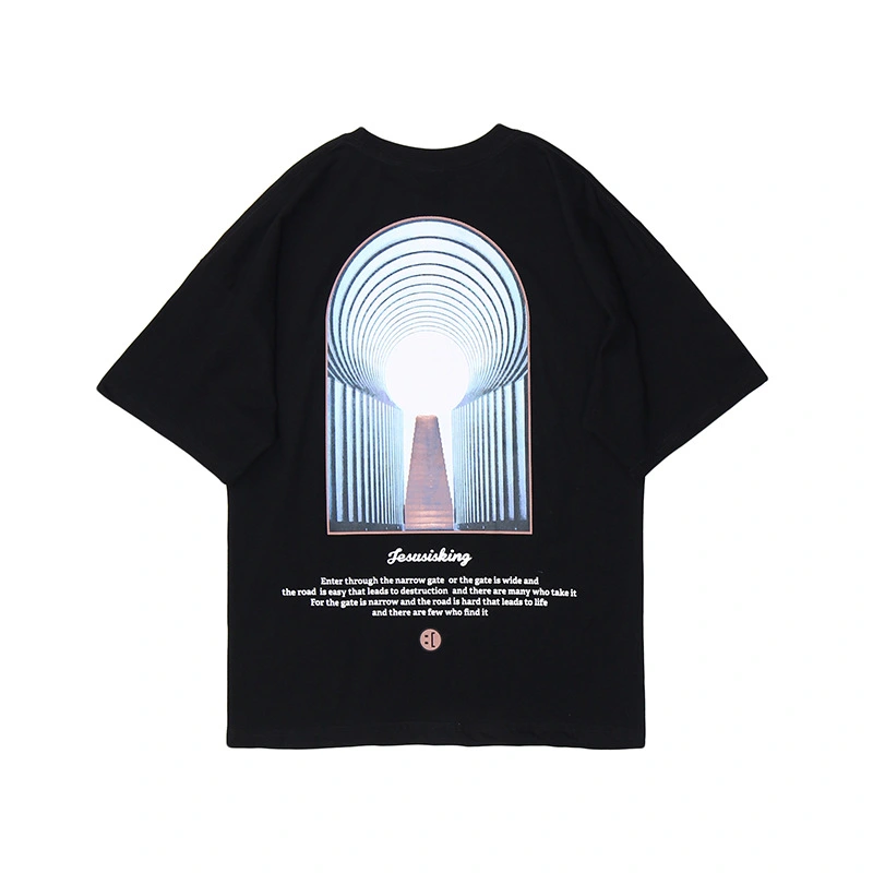 Creative Narrow Gate Print Short Sleeve