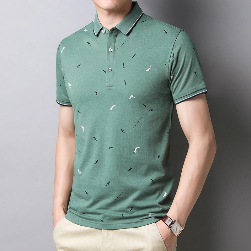 Summer Men's Business Feather Print Polo Shirt