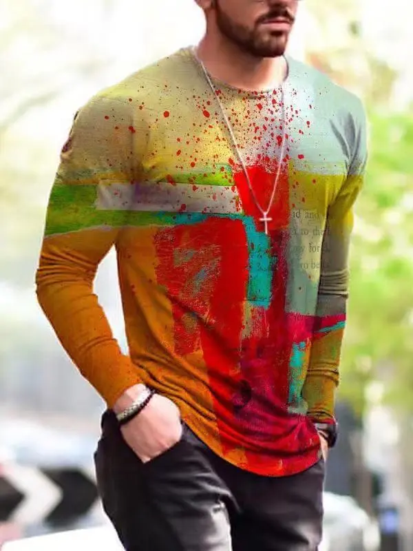 Summer Men's New Fashion Print Simple T-shirt