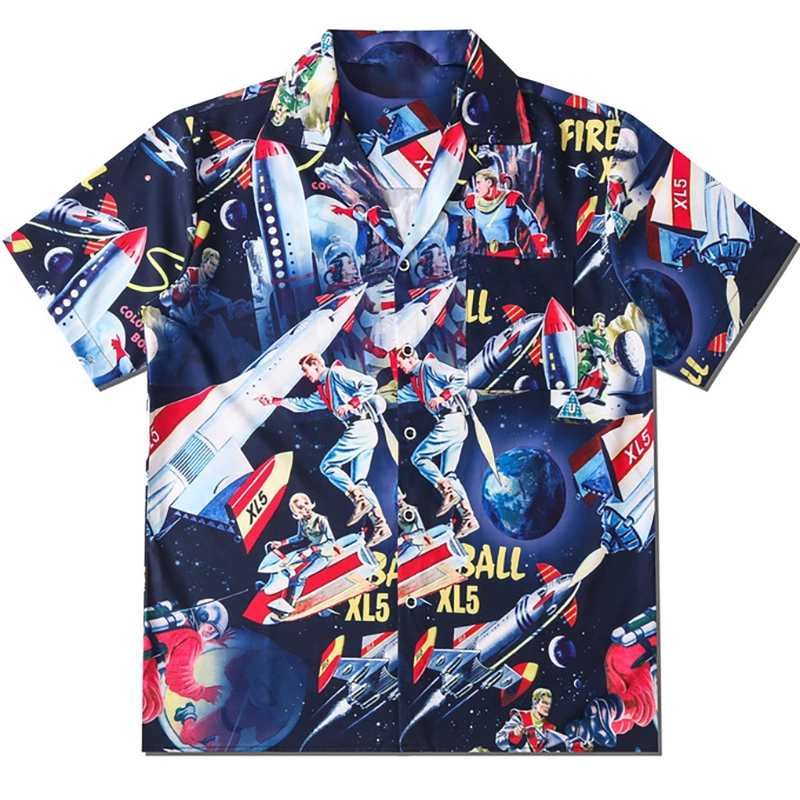 Jay's same print short-sleeved shirt Hawaiian Cuban Collar Loose Shirt