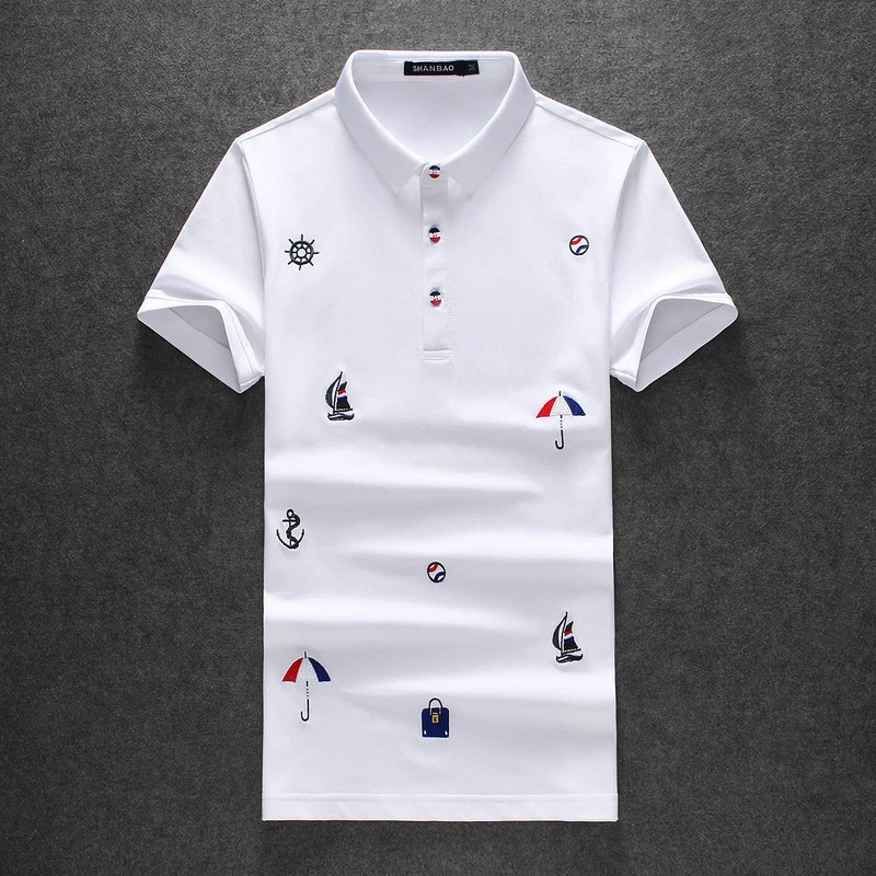Short Sleeve Polo Shirt Lapel Embroidered Fashion Casual T Shirt Men's
