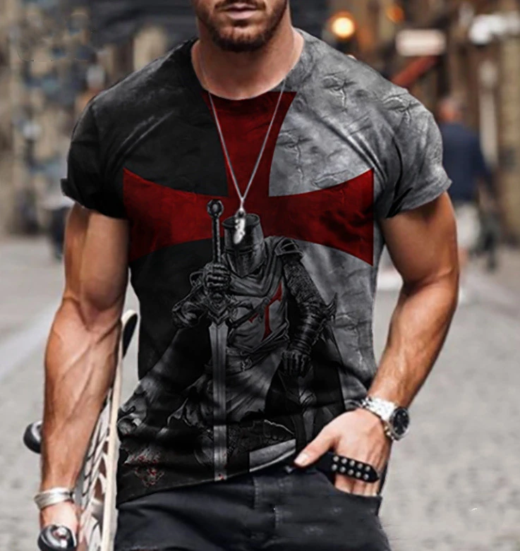 Summer Men's New Fashion Print Simple T Shirt