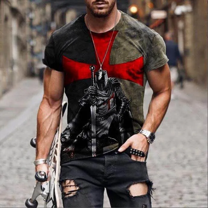 Summer Men's New Fashion Print Simple T Shirt