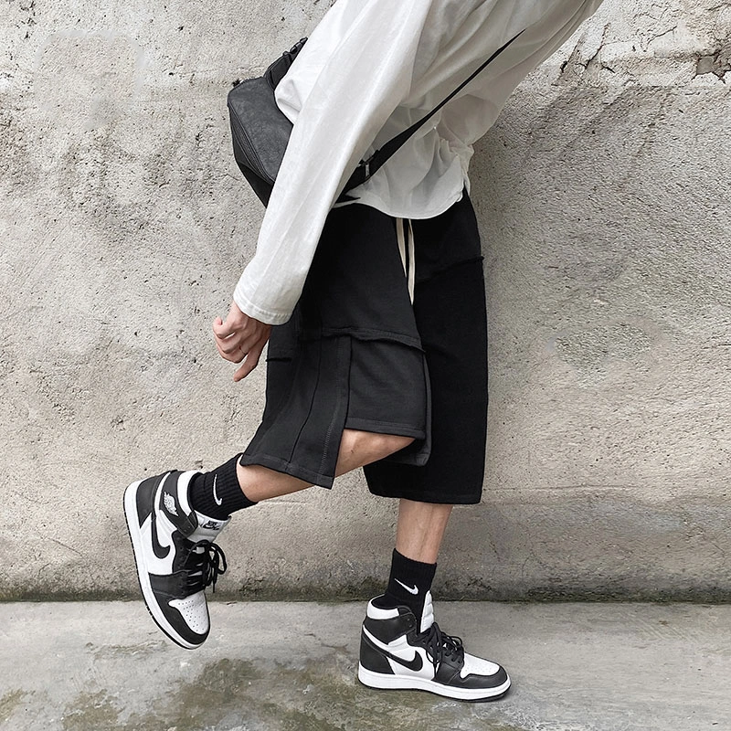 Dark Hip-Hop Irregular Design Sports Shorts Male High Street Casual Beach Five-Point Pants Male