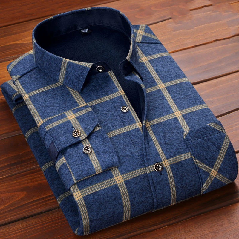 Plus Velvet Padded Warm Shirt Long-sleeved Printed Shirt