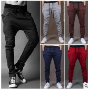 Men's Big Pockets Elasticated Feet Sports Trousers Burst