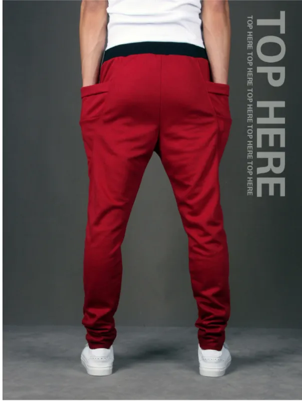 Men's Big Pockets Elasticated Feet Sports Trousers Burst