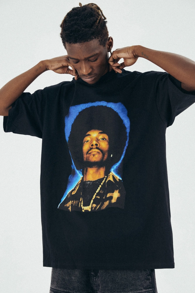  Snoop Dogg Portrait Loose Round Neck Short Sleeve T-Shirt Summer
