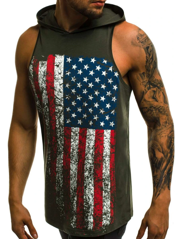 Stylish Hot Sale Men Sleeveless O-neck Hooded Tank Tops Male Summer Casual Bodybuilding Gym Stringer Workout Fitness Tops M-3XL